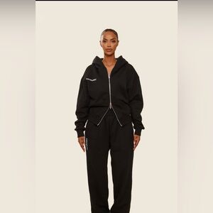 marsthelabel brand new never worn Black Zip-Up Hoodie and Sweatpants Set